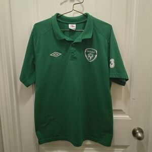 Ireland FAI Umbro Polo Shirt 3 Sponsor Green Football Soccer Mens XL